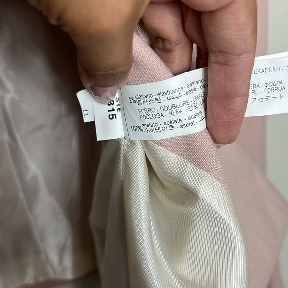 Zara Light Pink Blush Blazer Jacket Ruffle Cuff Double Button - Picture 7 of 8